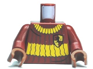 LEGO onderdeel Torso Harry Potter Quidditch Gryffindor Ribbed Pattern / Dark Red Arms / Reddish Brown Hands (973pb0747c01)