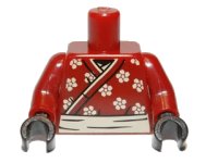 LEGO part Torso Wrapped Samurai Robe with Flowers Pattern / Dark Red Arms / Black Hands 973pb0790c01