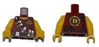 LEGO part Torso Dino Tranquilizer Bandolier, Belt and 'D' Pattern / Yellow Arms / Yellow Hands 973pb0992c01