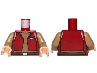 LEGO onderdeel Torso SW Female Dark Red Vest and Dark Tan Top Pattern (Senator Amidala) / Dark Tan Arms / Light Nougat Hands (973pb1254c01)