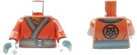 LEGO onderdeel Torso Kimono with Brown Belt and Reddish Brown Fur Pattern / Dark Red Arms / Dark Bluish Gray Hands 973pb1272c01