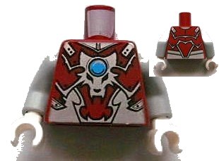 LEGO onderdeel Torso Armor Vest with Silver Wolf Head and Dark Azure Round Jewel (Chi) Pattern / Light Bluish Gray Arms / White Hands (973pb1336c01)