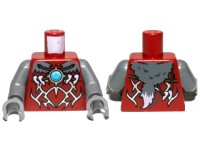 LEGO onderdeel Torso Armor Vest with Silver Markings, Fur Animal Pelt and Dark Azure Round Jewel (Chi) Pattern / Dark Bluish Gray Arms / Dark Bluish Gray Hands 973pb1351c01
