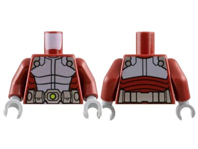 LEGO onderdeel Torso Body Armor with Light Bluish Gray Panels, Silver Shoulders, Utility Belt with Lime Dot Pattern / Dark Red Arms / Light Bluish Gray Hands (973pb1414c01)