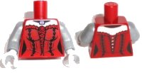 LEGO part Torso Female Laced Corset with Red Frills and Pendant Pattern / Flat Silver Arms / Light Bluish Gray Hands 973pb1587c01