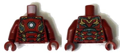 LEGO onderdeel Torso Armor with White Circle and Gold and Silver Plates Pattern / Dark Red Arms / Dark Red Hands (973pb1924c01)