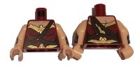 LEGO part Torso Female Outline and Gold Trim and Crossbelt Pattern (Wonder Woman) / Light Nougat Arms with Silver Gauntlet Pattern / Light Nougat Hands 973pb2333c01
