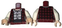 LEGO part Torso Female Jacket / Vest Plaid over Striped Button Down Shirt Pattern / White Arms / Light Nougat Hands 973pb2467c01