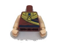 LEGO onderdeel Torso Ancient Egyptian Gold Collar with Scarab, Blue Jewel and Dark Blue Belt Pattern / Light Nougat Arms / Light Nougat Hands 973pb2581c01