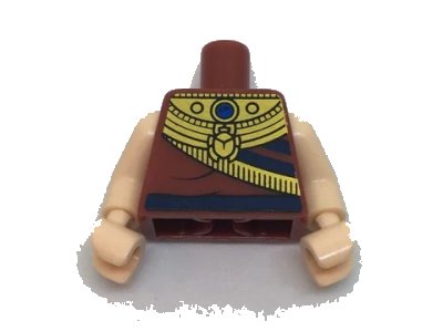 LEGO onderdeel Torso Ancient Egyptian Gold Collar with Scarab, Blue Jewel and Dark Blue Belt Pattern / Light Nougat Arms / Light Nougat Hands (973pb2581c01)
