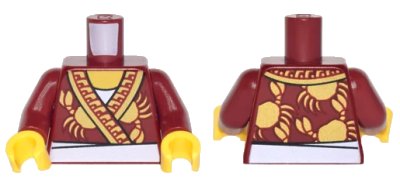 LEGO onderdeel Torso Robe with Ornate Gold Trim, Crabs and White Apron Pattern / Dark Red Arms / Yellow Hands (973pb2823c01)
