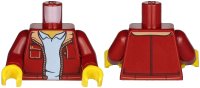 LEGO onderdeel Torso Jacket with Pockets and Nougat Collar over Bright Light Blue Shirt Pattern / Dark Red Arms / Yellow Hands 973pb3162c01