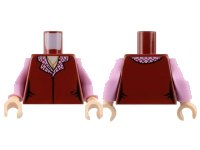 LEGO part Torso Female Vest Closed with Bright Pink Collar with Diamonds, Gold Pendant Necklace, Light Nougat Neck Pattern / Bright Pink Arms / Light Nougat Hands 973pb3221c01