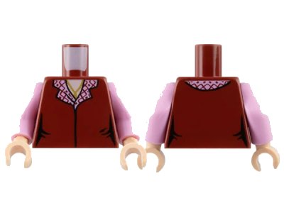 LEGO onderdeel Torso Female Vest Closed with Bright Pink Collar with Diamonds, Gold Pendant Necklace, Light Nougat Neck Pattern / Bright Pink Arms / Light Nougat Hands (973pb3221c01)
