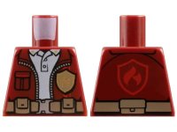 LEGO onderdeel Torso Jacket with Gold Fire Logo Badge over White Polo Shirt, Utility Belt, Red Fire Logo on Back Pattern 973pb3539