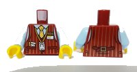 LEGO onderdeel Torso Vest with Vertical Stripes, Yellow Dotted Tie, Train Logo, ID Badge and Name Tag Pattern / Bright Light Blue Arms / Yellow Hands 973pb3762c01