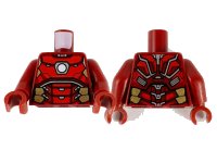 LEGO onderdeel Torso Armor, White Circle Arc Reactor, Silver and Gold Trim Pattern / Dark Red Arms / Dark Red Hands 973pb3836c01