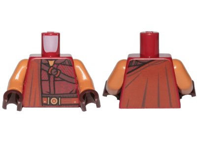 LEGO onderdeel Torso SW Shirt, Diagonal Belt and Overlay Cape Pattern / Medium Nougat Arms / Dark Brown Hands (973pb4043c01)