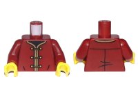 LEGO part Torso Robe with Gold Trim and 3 Clasps Pattern / Dark Red Arms / Yellow Hands 973pb4187c01