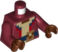 LEGO onderdeel Torso Pixelated Red and Tan Shirt, Dark Blue Belt and Medium Nougat Buckle Pattern / Dark Red Arms / Reddish Brown Hands 973pb4361c01