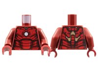 LEGO onderdeel Torso Armor with White Circle Arc Reactor, Red Panels, Gold Trim on Back Pattern (Iron Man Mark 3) / Dark Red Arms / Dark Red Hands 973pb4389c01