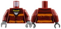 LEGO onderdeel Torso Female Prisoner Jacket with Orange Stripes over Prison Striped Undershirt Pattern / Dark Red Arms / Dark Bluish Gray Hands 973pb4595c01