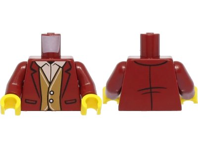 LEGO onderdeel Torso Suit Jacket over Medium Nougat Vest and Light Nougat Shirt Pattern / Dark Red Arms / Yellow Hands (973pb4603c01)