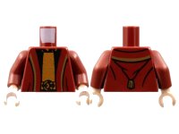 LEGO onderdeel Torso Robe with Gold Hems, Black Shirt with Gold and Dark Orange Center Panel Pattern / Dark Red Arms / Light Nougat Hands 973pb4895c01