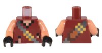 LEGO onderdeel Torso Pixelated Vest with Silver Cross Strap with Yellow Buckles and Medium Nougat and Dark Brown Sword Pattern / Nougat Arms / Black Hands 973pb4912c01