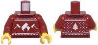 LEGO onderdeel Torso Knit Fair Isle Holiday Sweater with White and Gold Fire Logo, Axes, and Christmas Tree Pattern / Dark Red Arms / Yellow Hands 973pb5853c01