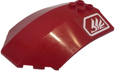 LEGO onderdeel Windscreen 8 x 6 x 2 Curved with White Quad Wing Pattern (Sticker) - Set 7714 (x224pb016)