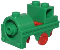 LEGO part Minifigure Costume Train with Molded Red Wheel Holders and Trolley Wheel Pattern 105317pb01