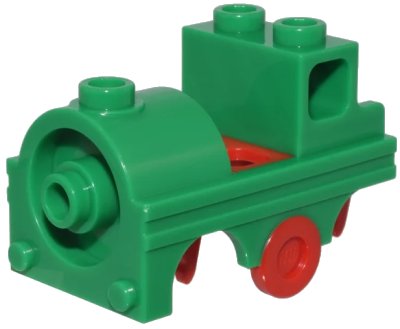 LEGO onderdeel Minifigure Costume Train with Molded Red Wheel Holders and Trolley Wheel Pattern (105317pb01)