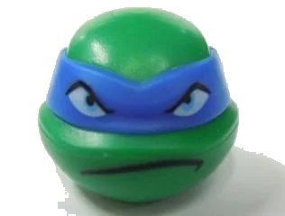 LEGO onderdeel Minifigure, Head, Modified Ninja Turtle with Blue Mask and Frown Pattern (Leonardo) (12607pb02)