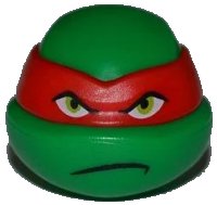 LEGO part Minifigure, Head, Modified Ninja Turtle with Red Mask and Frown Pattern (Raphael) 12607pb07