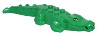 LEGO part Alligator / Crocodile with 20 Teeth with Yellow Eyes without White Glints Pattern with White Technic, Pin 1/2 18904c05pb01