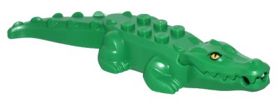 LEGO onderdeel Alligator / Krokodil met 20 Tanden met Gele Ogen zonder Witte Glans Patroon met Witte Technic, Pin 1/2 (18904c05pb01)