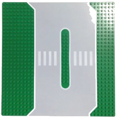 LEGO onderdeel Baseplate, Road 32 x 32 Service Station with Light Gray Surface, White Edge Lines and Crosswalk Pattern (2364px1)