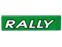 LEGO onderdeel Tegel 1 x 4 met 'RALLY' Wit op Groene Achtergrond Patroon (Sticker) - Set 6550 2431pb0013