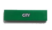 LEGO part Tile 1 x 4 with Silver 'CITY' on Green Background Pattern (Sticker) - Set 60020 2431pb0310
