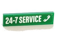 LEGO onderdeel Tegel 1 x 4 met Wit '24-7 SERVICE' en Telefoonhoorn Patroon (Sticker) - Set 60081 2431pb0374