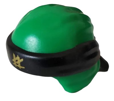 LEGO onderdeel Minifigure, Headgear Ninjago Wrap Type 3 with Molded Black Bandana and Knot and Printed Gold Ninjago Logogram 'LL' Pattern (24496pb10)
