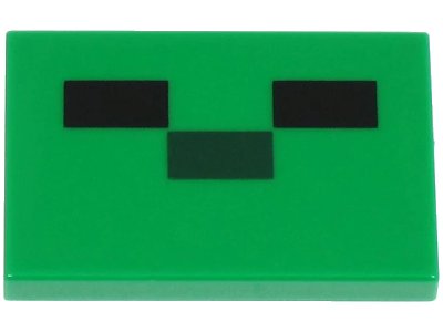 LEGO onderdeel Tile 2 x 3 with Pixelated Black Pattern (Minecraft Baby Zombie Face) (26603pb071)