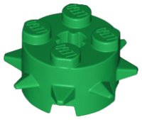 LEGO part Brick, Round 2 x 2 with Spikes and Axle Hole 27266