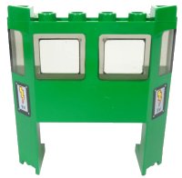 LEGO part Train Front 2 x 6 x 5 1/3 with 1 x 4 x 2 Cutout and Window with Molded Trans-Brown Glass and Electric Lightning Bolt and '9V' Pattern on Both Sides (Stickers) - Set 7898 2924bpb03