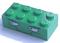 LEGO part Brick 2 x 4 with Smiling Face with Fangs Pattern 3001pb010