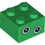 LEGO onderdeel Brick 2 x 2 with Black and White Uneven Eyes Pattern 3003pb103