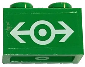 LEGO onderdeel Brick 1 x 2 with White Train Logo Large Pattern (Sticker) - Sets 4511 / 10158 (3004pb092)