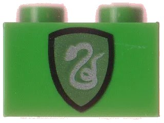 LEGO onderdeel Brick 1 x 2 with HP Slytherin Shield Pattern (3004px10)