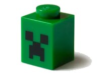 LEGO part Brick 1 x 1 with Pixelated Black Eyes and Open Mouth Frown Pattern (Minecraft Creeper Face) 3005pb018